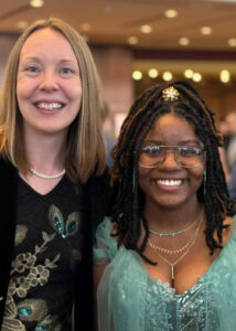 Michelle Kovarik and Asia Hamilton ’27 at Trinity's Bicentennial Gala in May 2024.